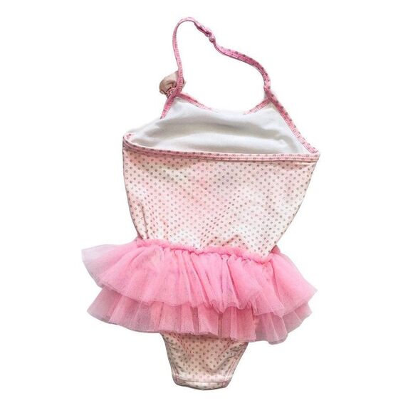 Pink Glitter Polkadot Tutu One Piece Swimsuit - Picture 3 of 3